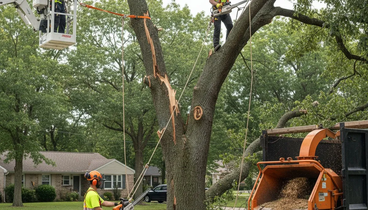 Emergency tree crew removing storm-damaged limbs in Richmond, VA