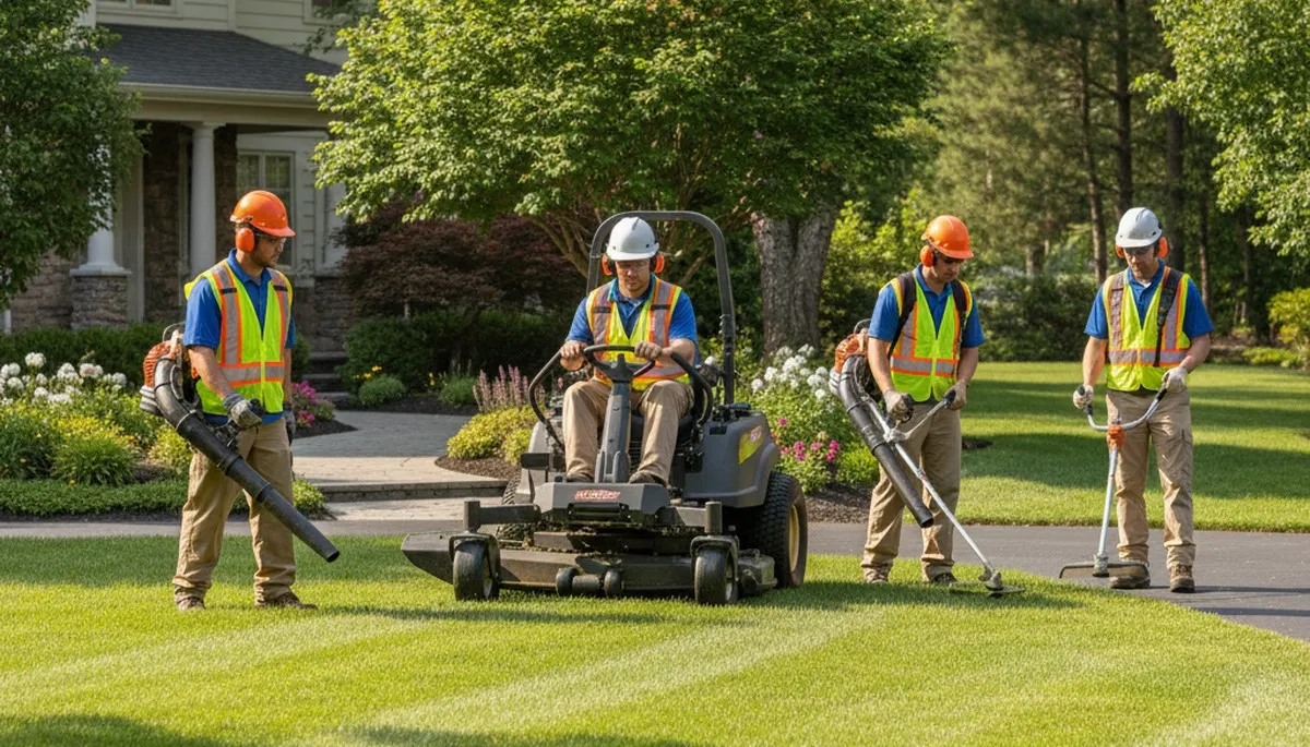 Tree service crew in Richmond, VA providing lawn care and property maintenance for homes and businesses