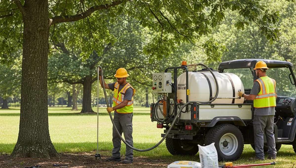 Richmond, VA arborist applying tree fertilizing service for healthier, stronger trees