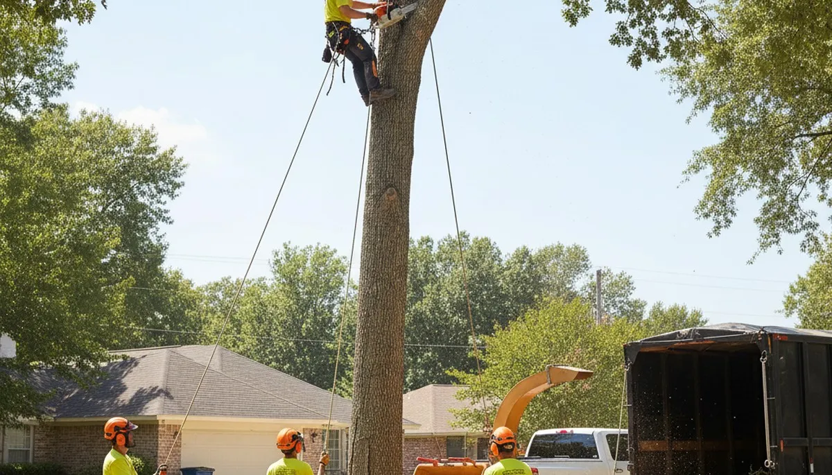 Richmond, VA tree removal crew clearing a hazardous tree on a residential property