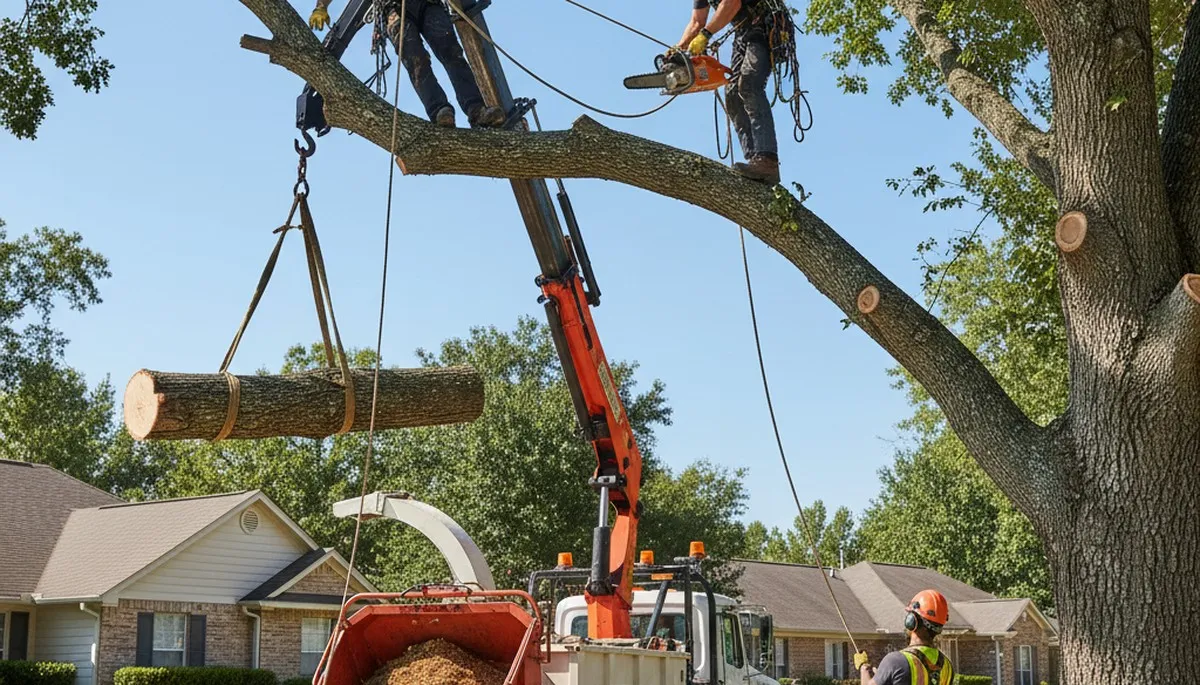 Richmond, VA tree service crew removing a hazardous tree for safe property clearing