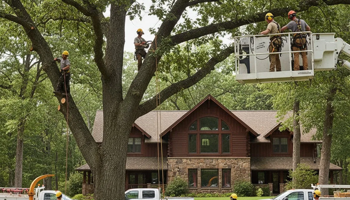 Tree service crew trimming trees in Richmond, VA for safe, healthy property maintenance