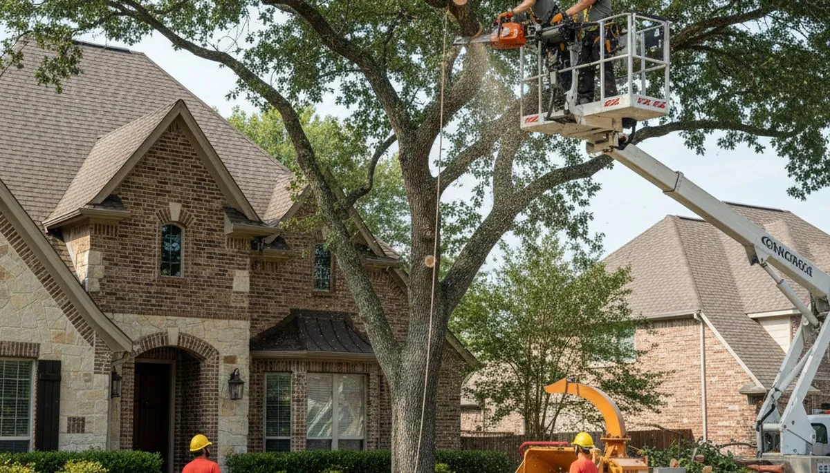 Tree service crew trimming trees in Richmond, VA for safe, professional property care