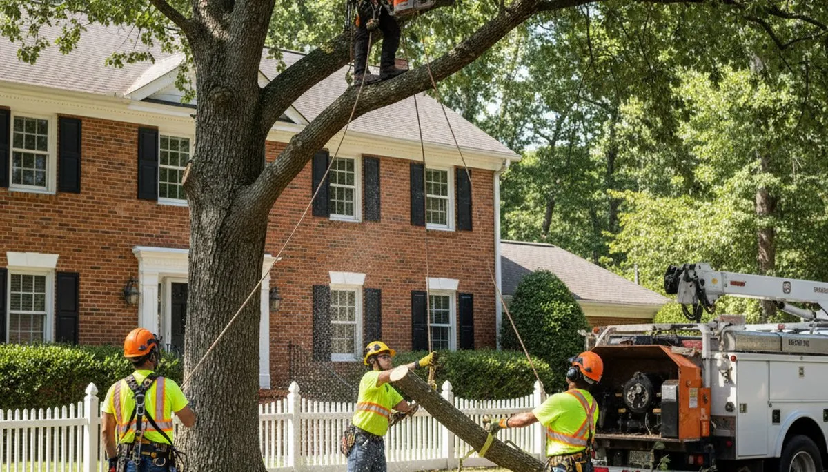 Tree service crew trimming trees in Richmond, VA